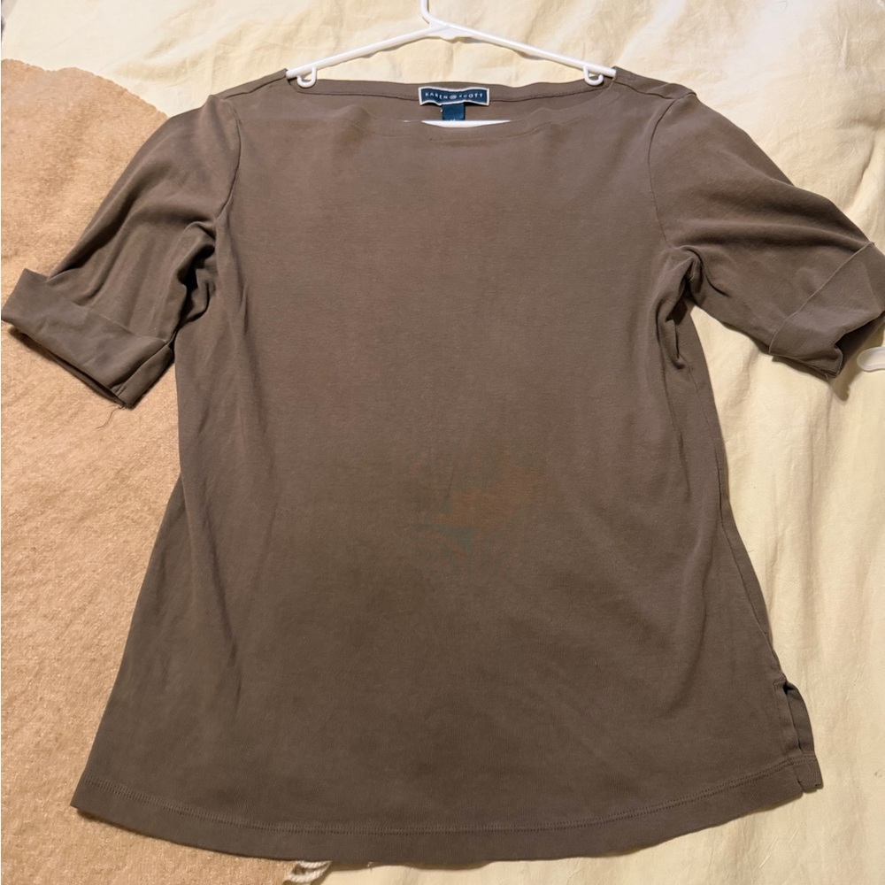 Karen Scott Taupe Short Sleeve Top